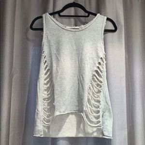 Gray Tank with Cuts